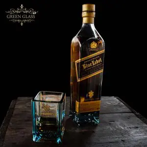 Johnnie Walker blue glass with bottle