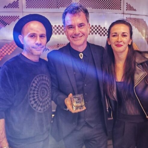 Richard Coleman con Lanchi y Eli Moreno en Whisky Live Buenos Aires