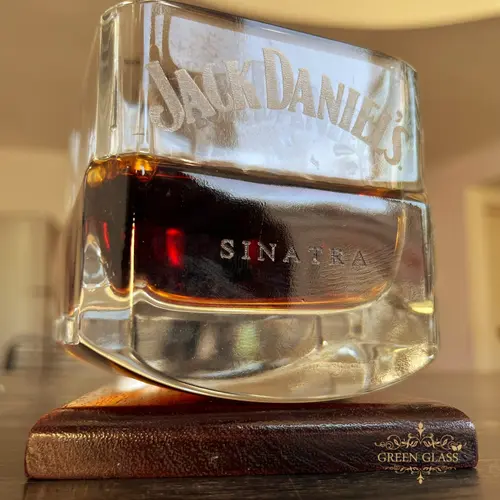 Vaso reciclado artesanal de whisky Jack Daniels Sinatra edición Green Glass