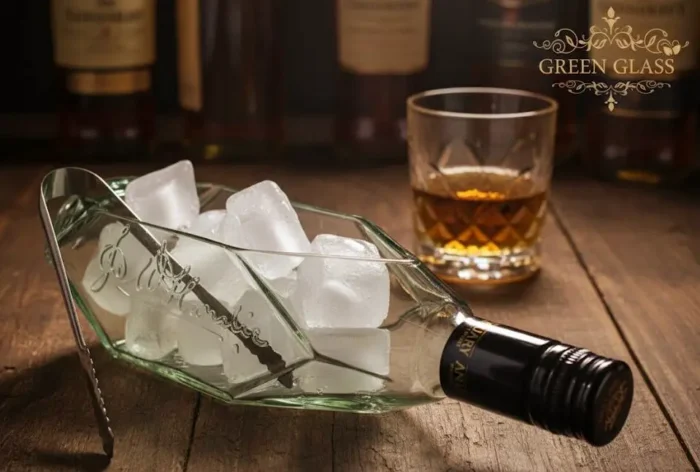 Hielera artesanal creada a partir de una botella vacìa de whisky The Antiquary por el Artista Lanchi