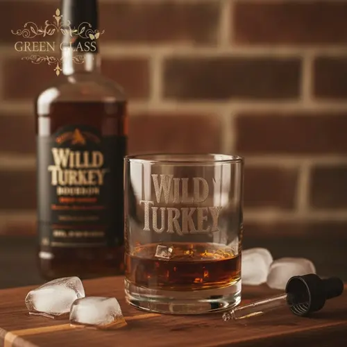 Vaso de whisky personalizado Wild Turkey de Green Glass hecho a partir de la botella original.